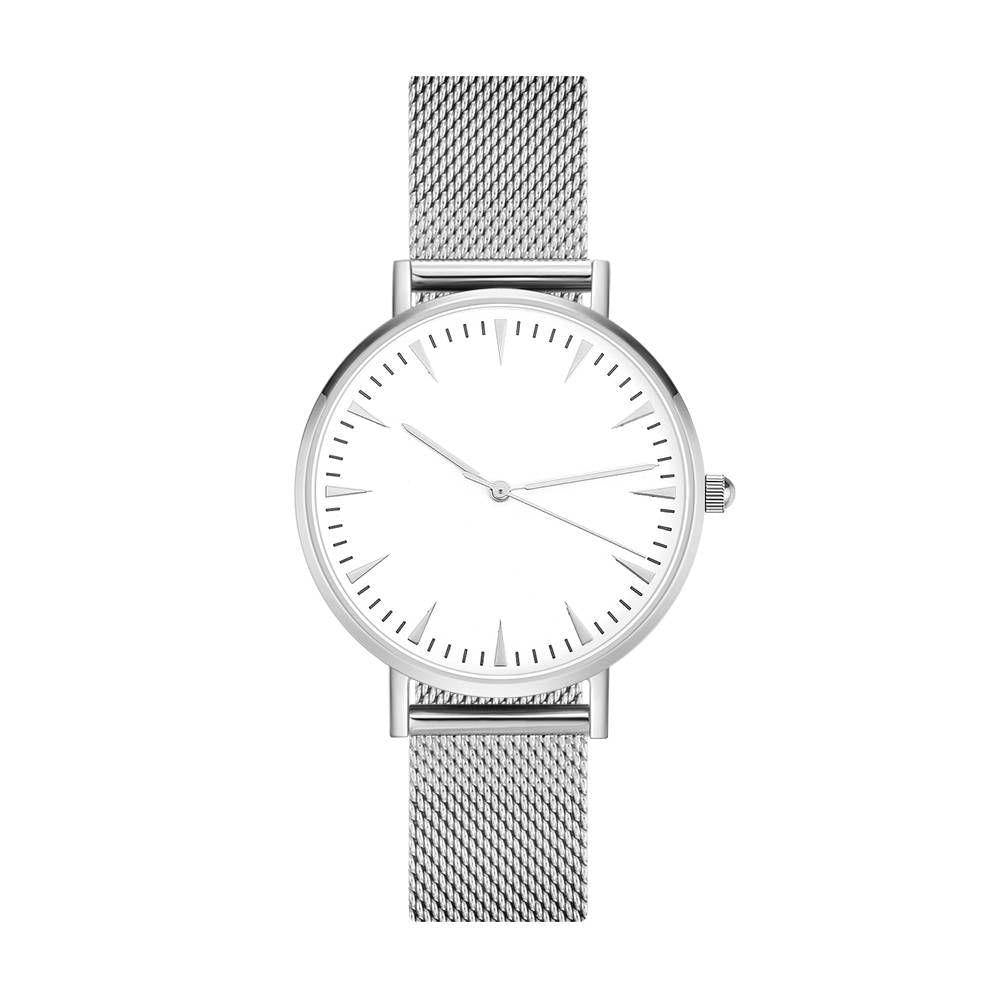 Mesh Bracelet Watch in Stainless Steel Silver Strap and White Dial - Women's