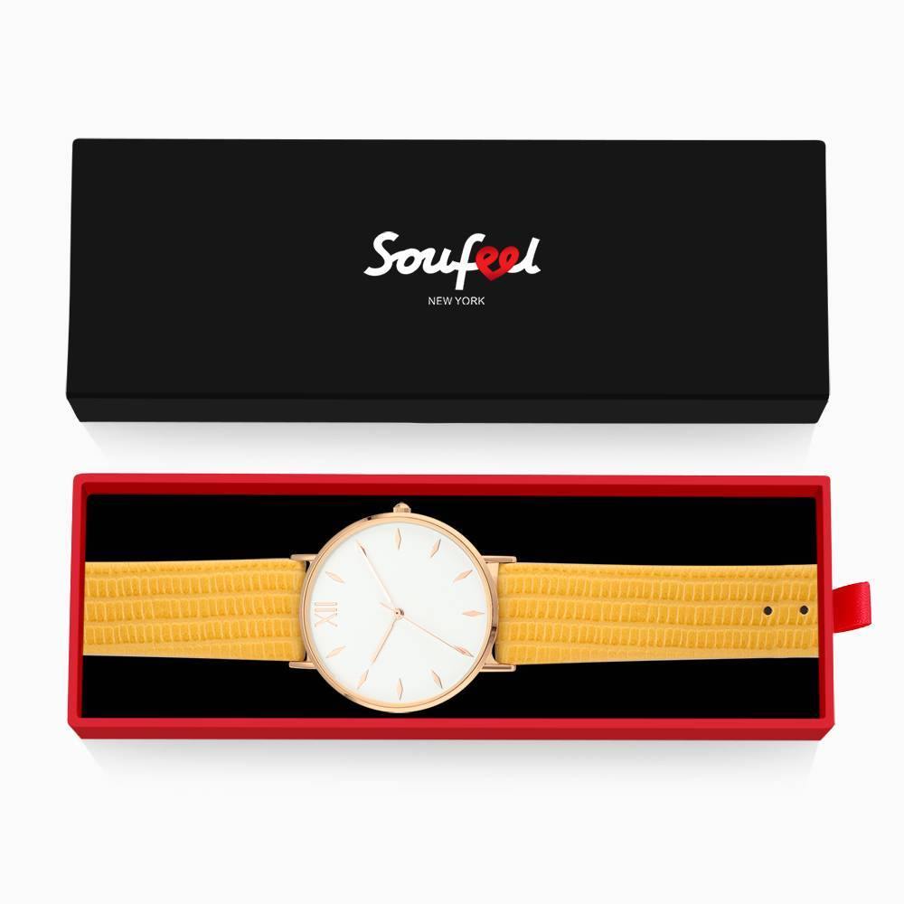 Simply Style Dial Watch Yellow Leather Strap - Men's