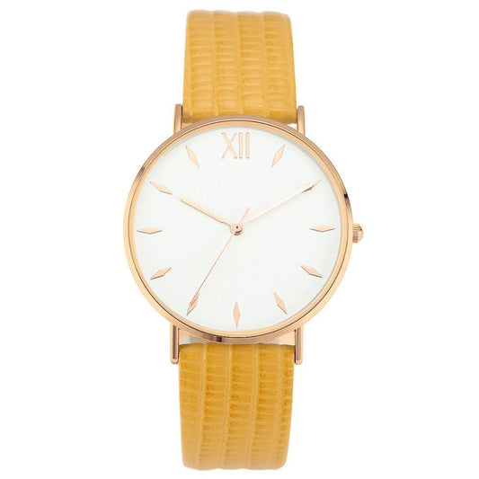 Simply Style Dial Watch Yellow Leather Strap - Men's