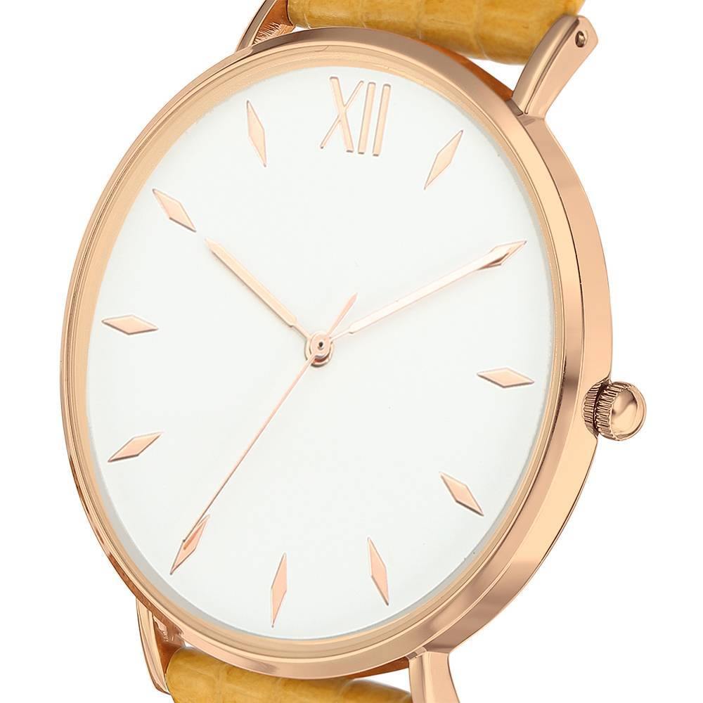 Simply Style Dial Watch Yellow Leather Strap - Women's