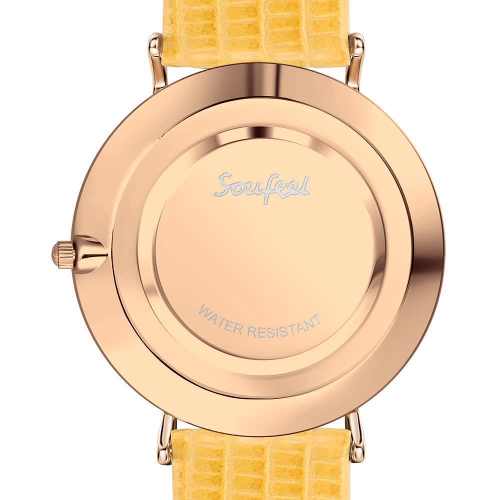 Simply Style Dial Watch Yellow Leather Strap - Women's