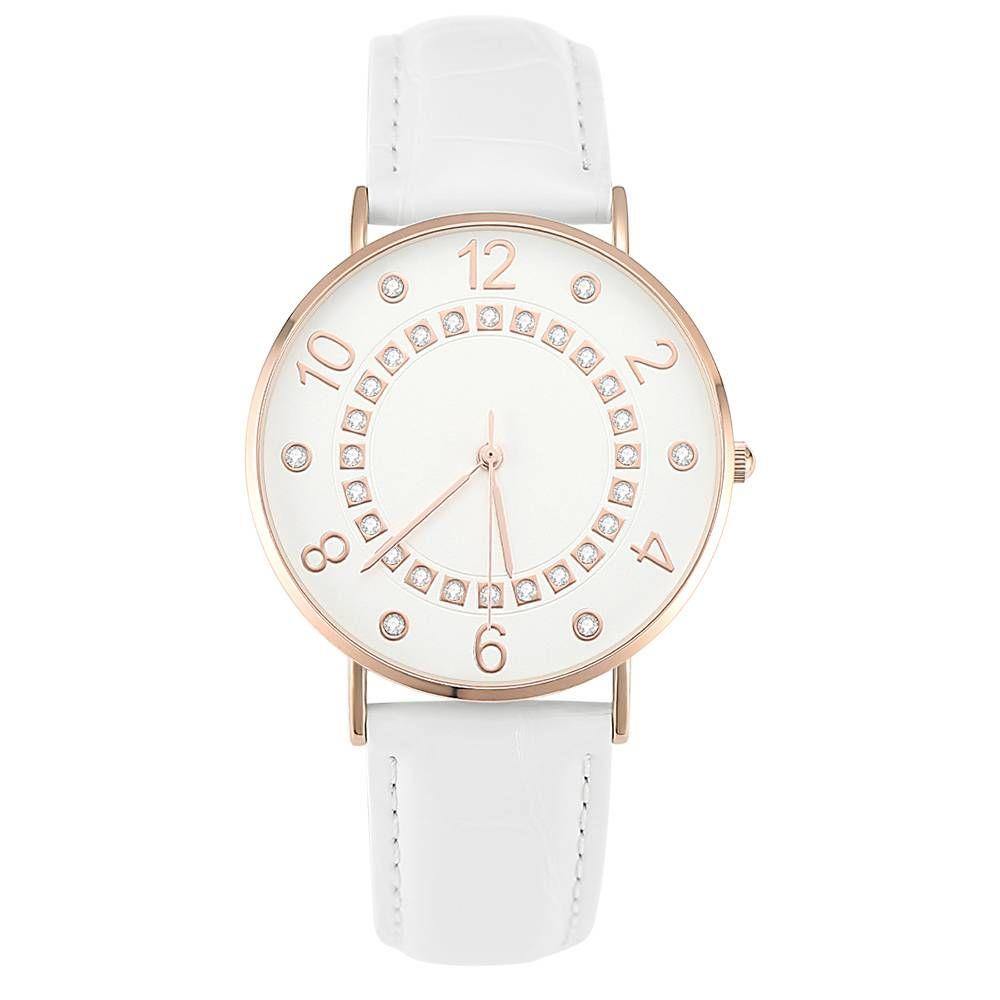 Digital Dial Watch Quartz White Leather Strap - Men's