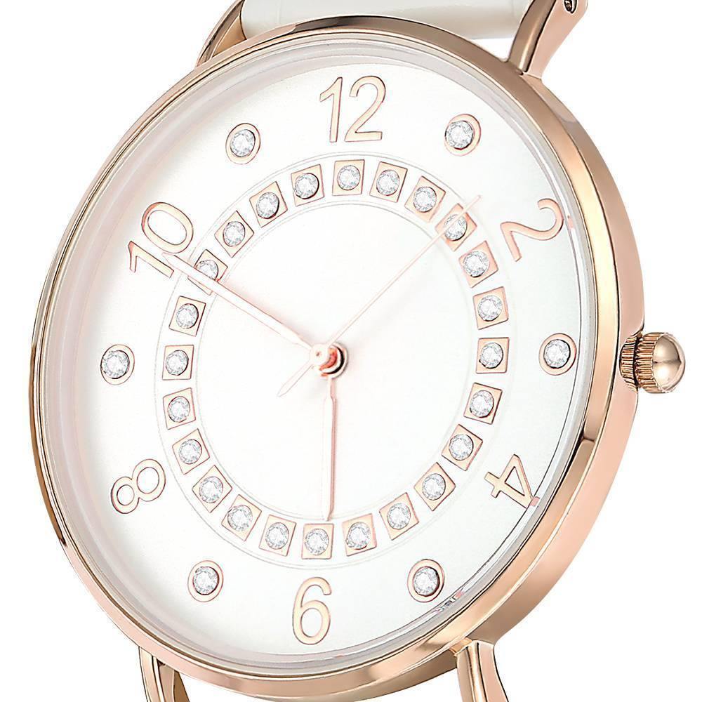 Digital Dial Watch Quartz White Leather Strap - Men's