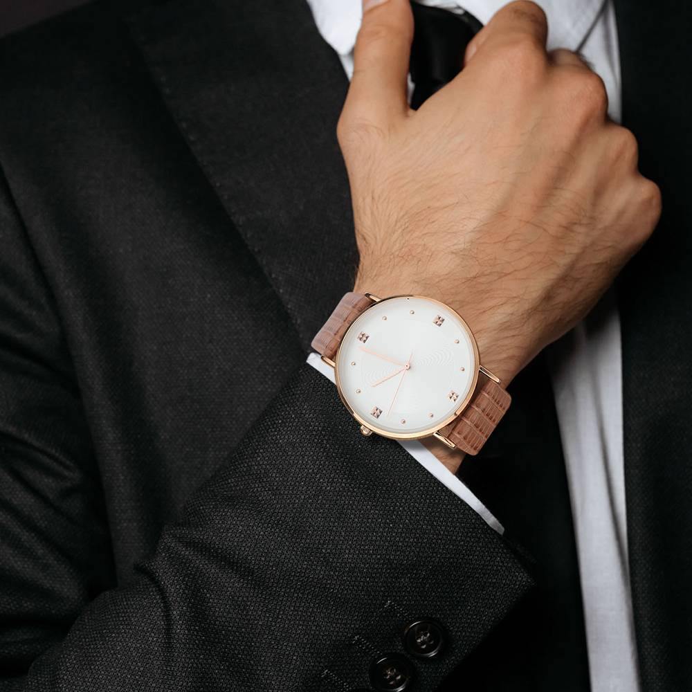 Casual Dial Watch Fashion Quartz Brown Leather Strap - Men's