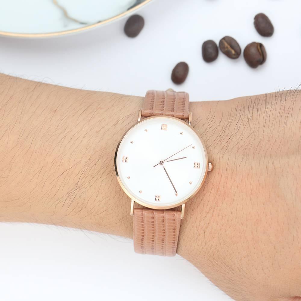 Casual Dial Watch Fashion Quartz Brown Leather Strap - Men's
