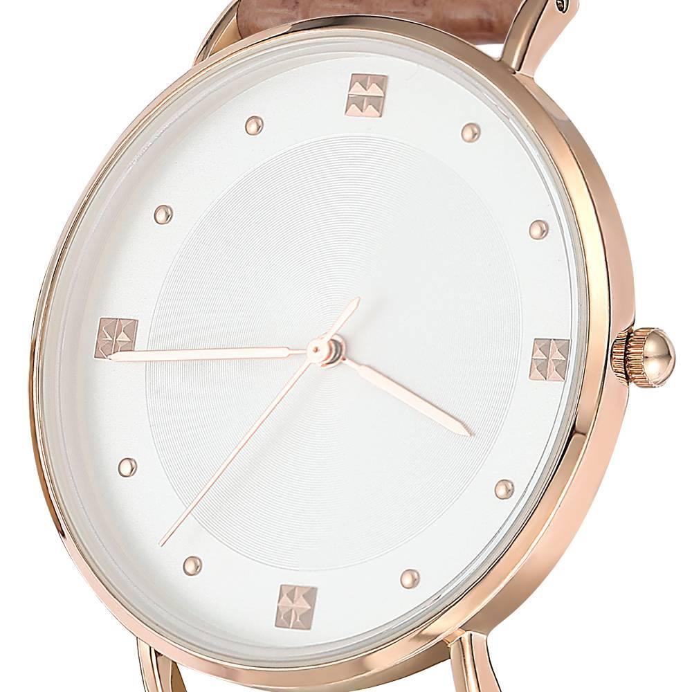 Casual Dial Watch Fashion Quartz Brown Leather Strap - Women's