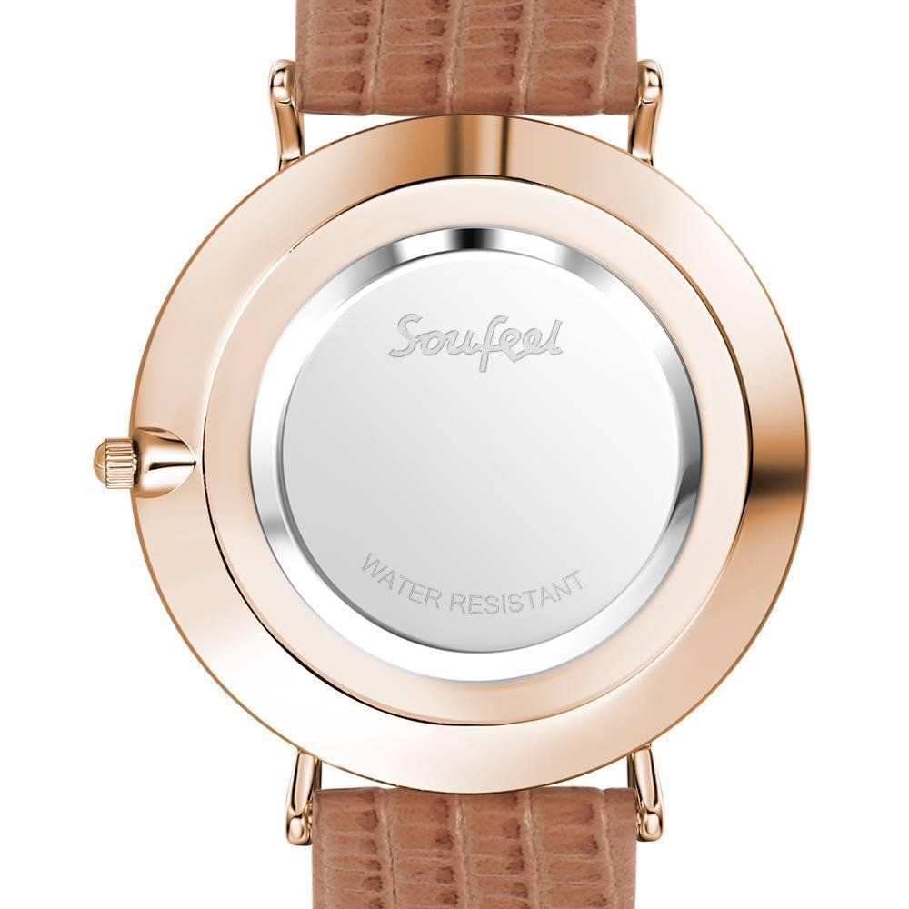 Casual Dial Watch Fashion Quartz Brown Leather Strap - Women's