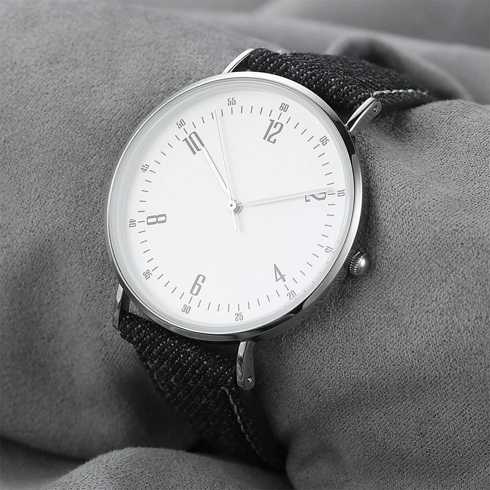 Casual Dial Watch Fashion Quartz Black Leather Strap - Women's
