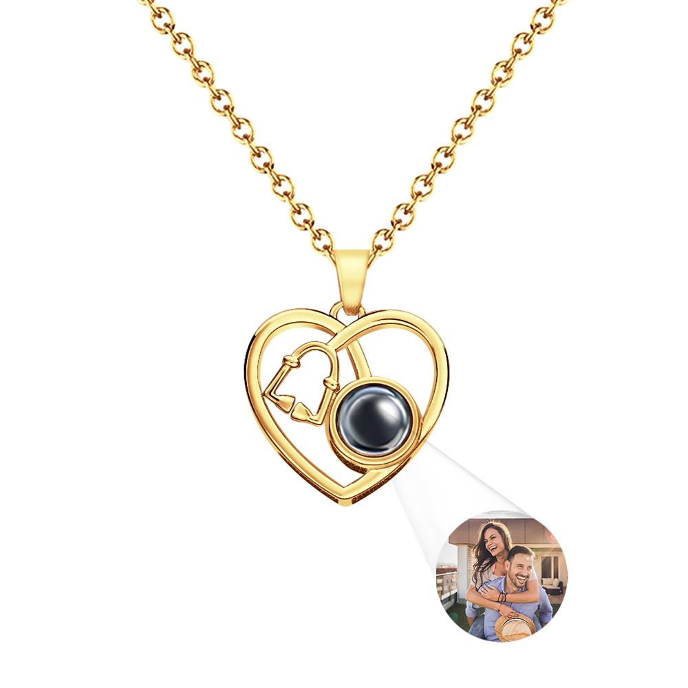 Custom Projection Necklace Love Heart Stethoscope Gift for Doctor
