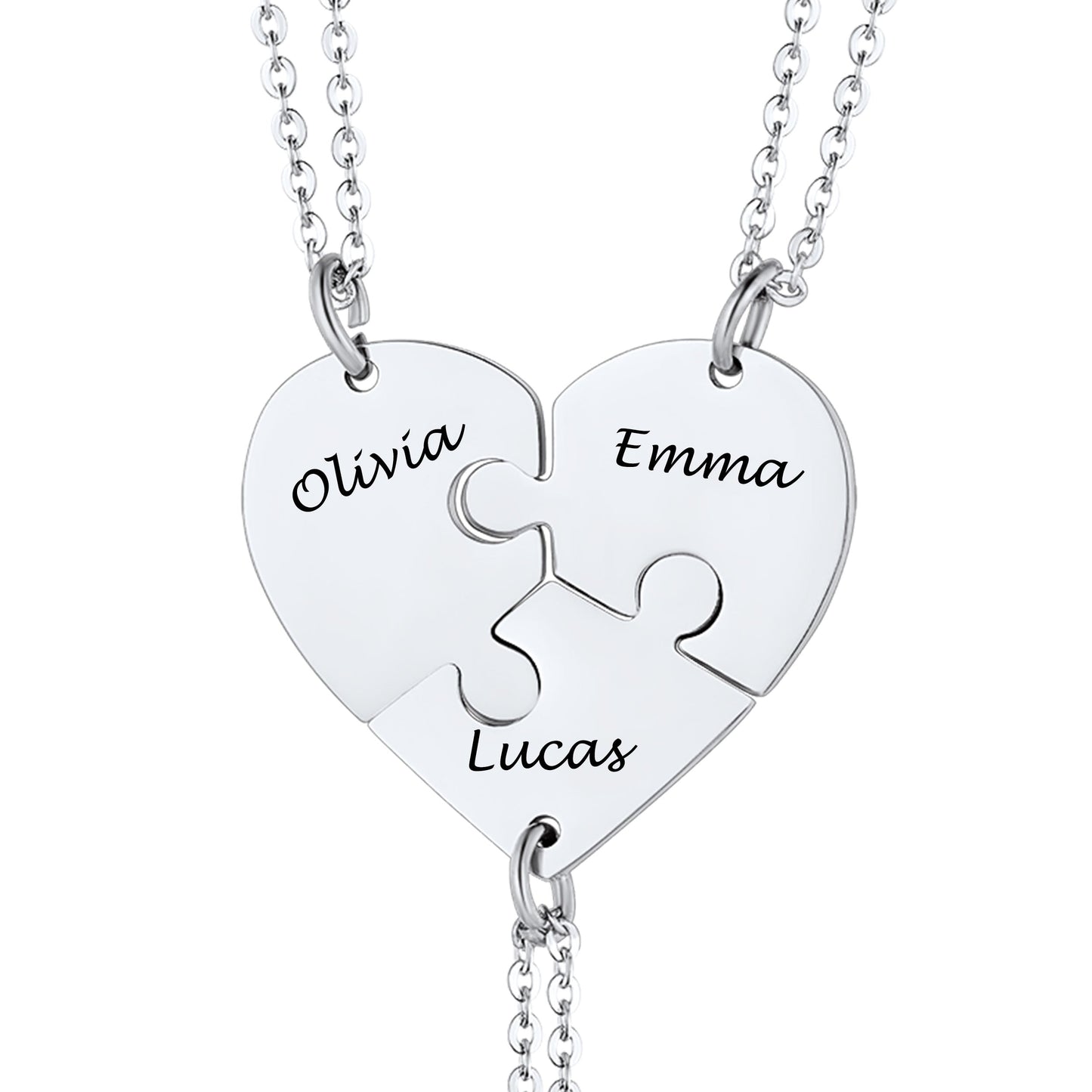 Personalized Friend Group Necklaces, Custom Name Engraved Puzzle Piece, Best Friend Gift