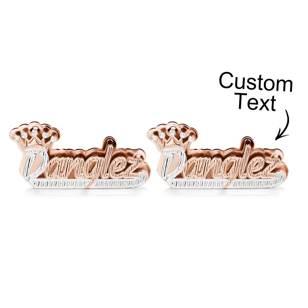 Personalized Crown Name Earrings Initial Name Hip Hop Earrings Trendy Jewelry Gift For Men