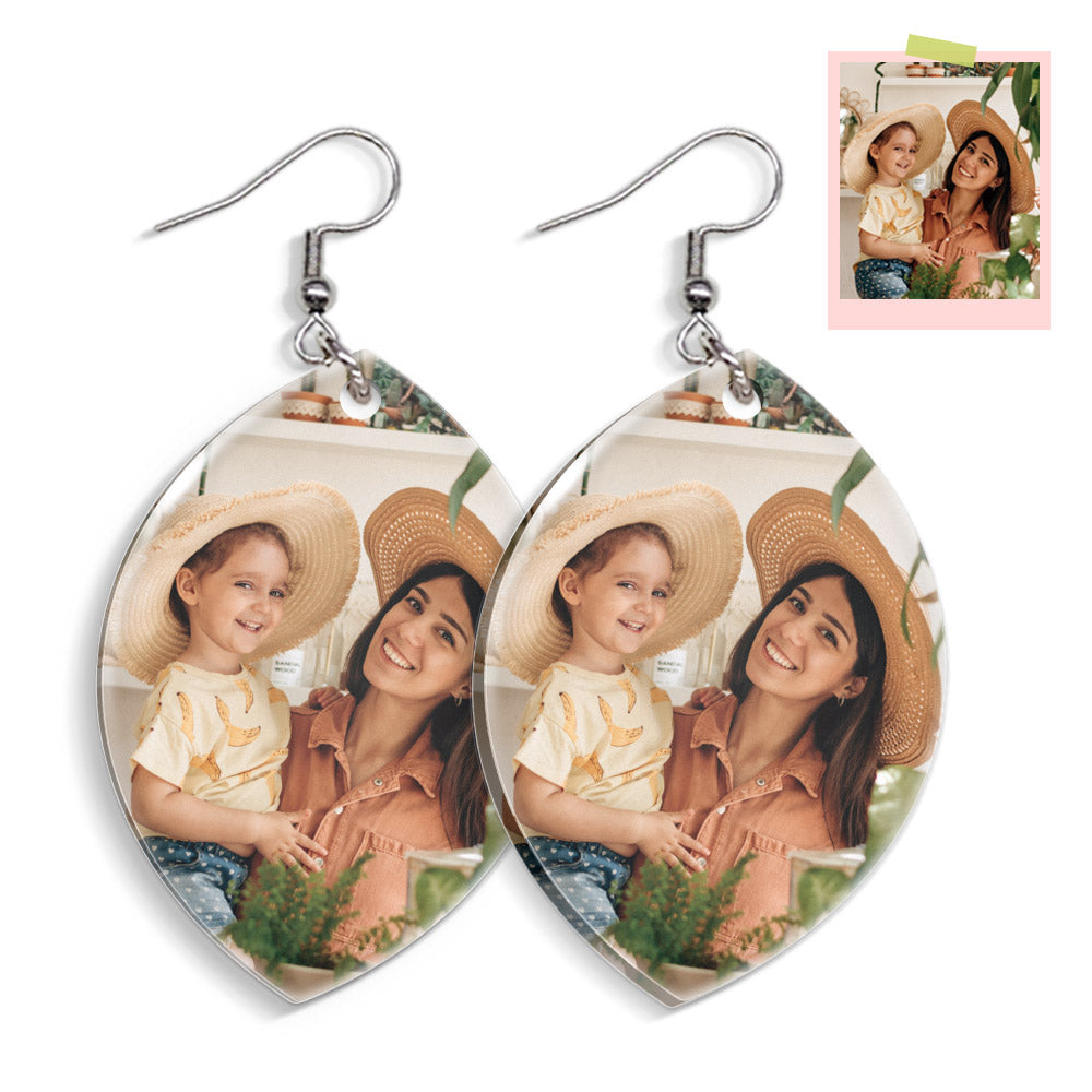Custom Photo Earrings Acrylic Earrings Personalized Oval Earrings Gift For Mother's Day For Women