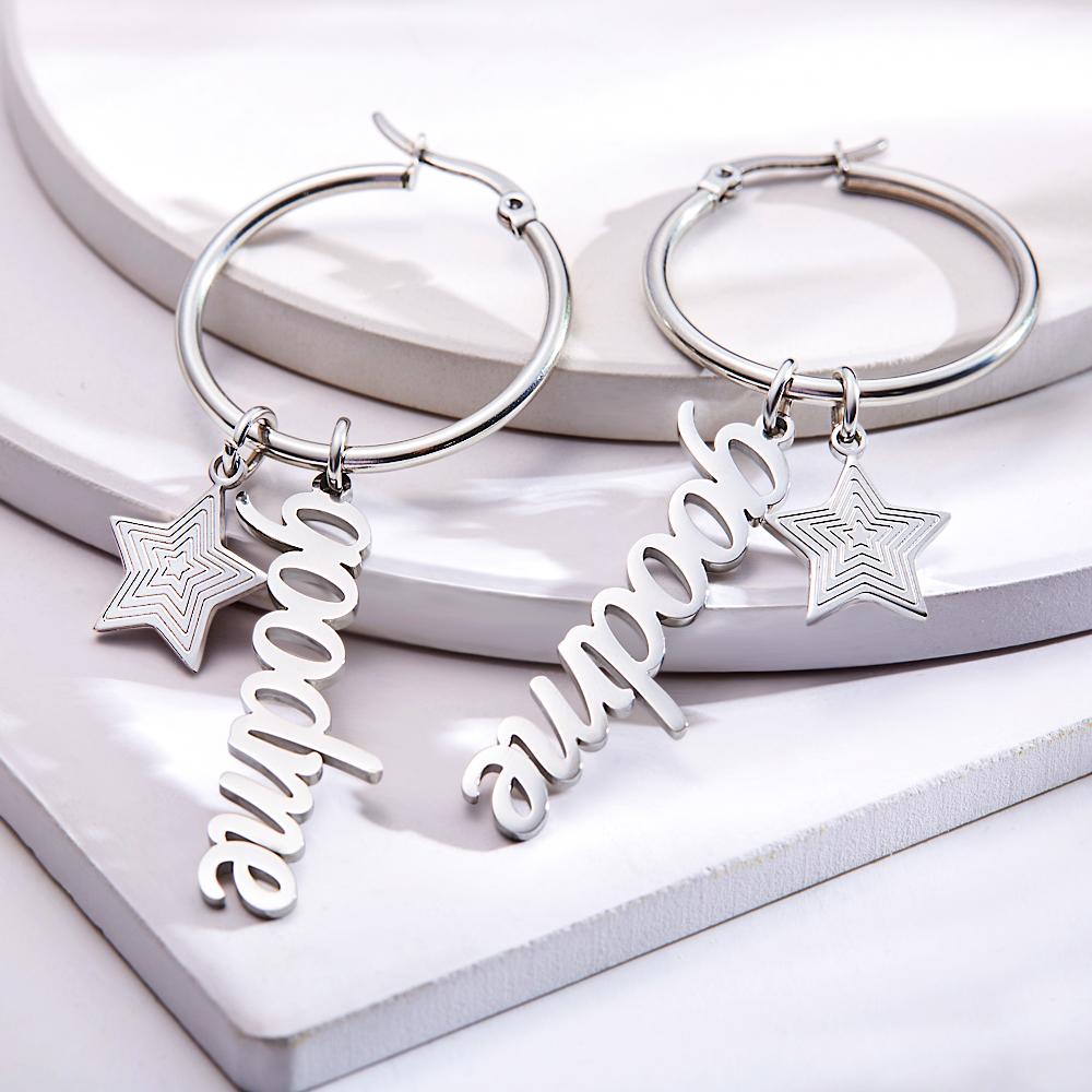 Custom Engraved Name Earrings With Little Star Simplicity Earrings