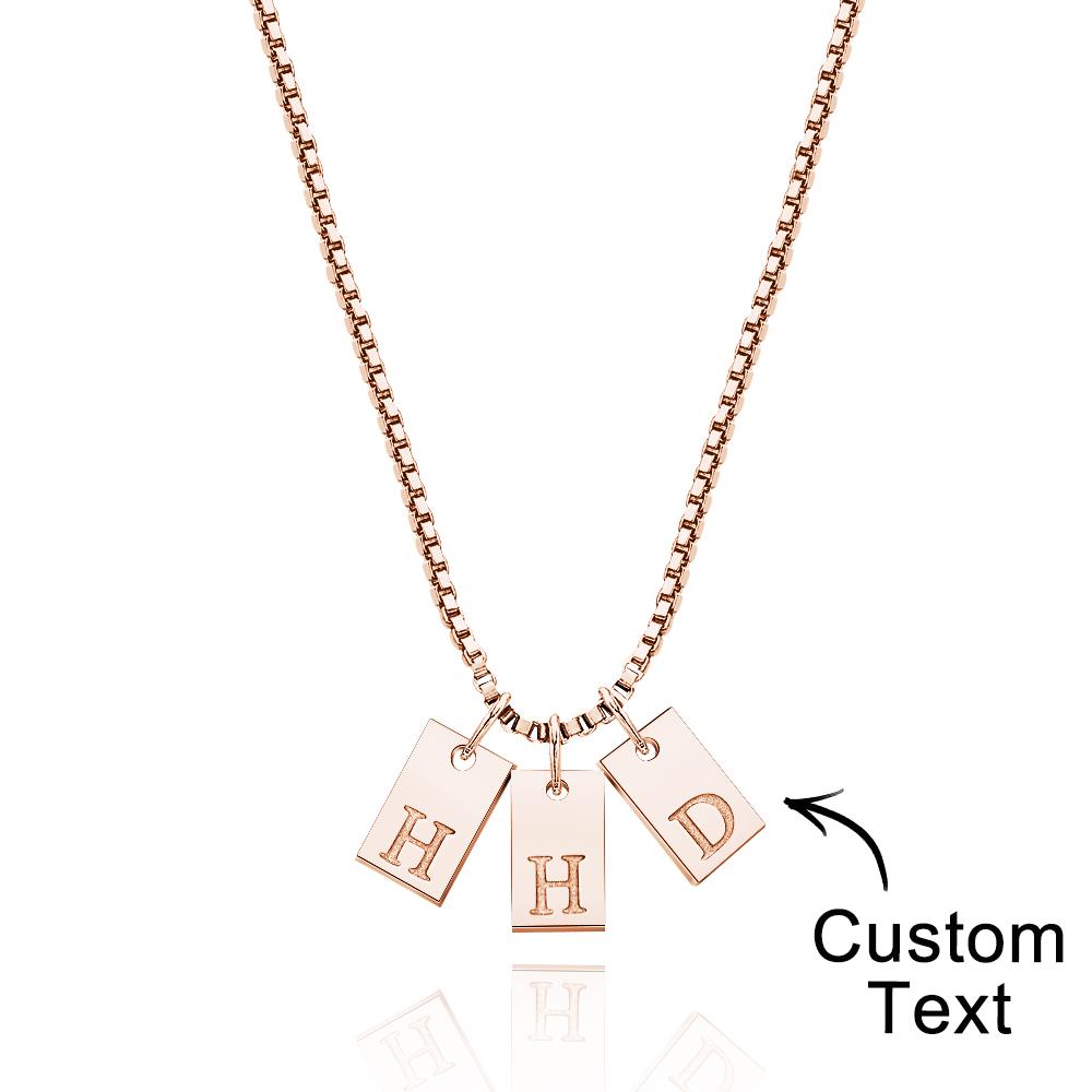 Custom Engraved Necklace Multiple Bar Initial Letter Charm Gifts