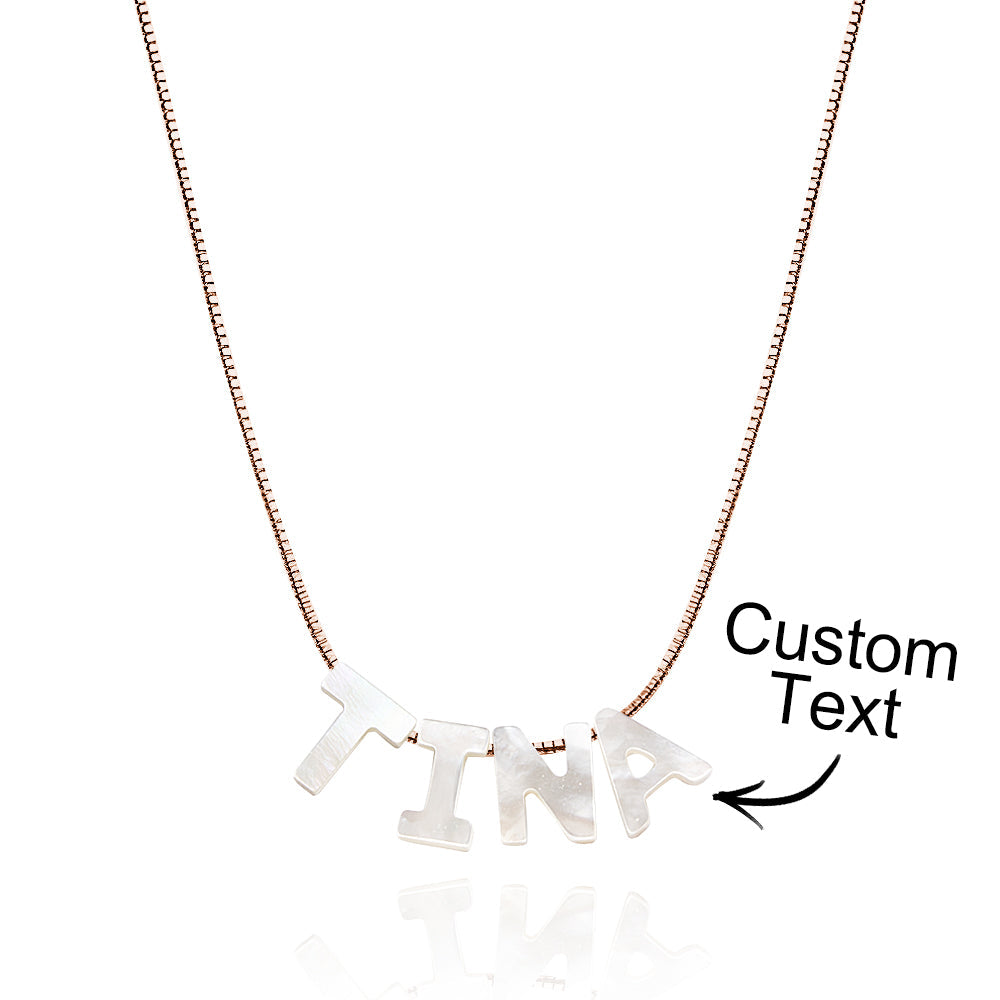 Mother of Pearl Name Necklace Custom Name Silver Necklace