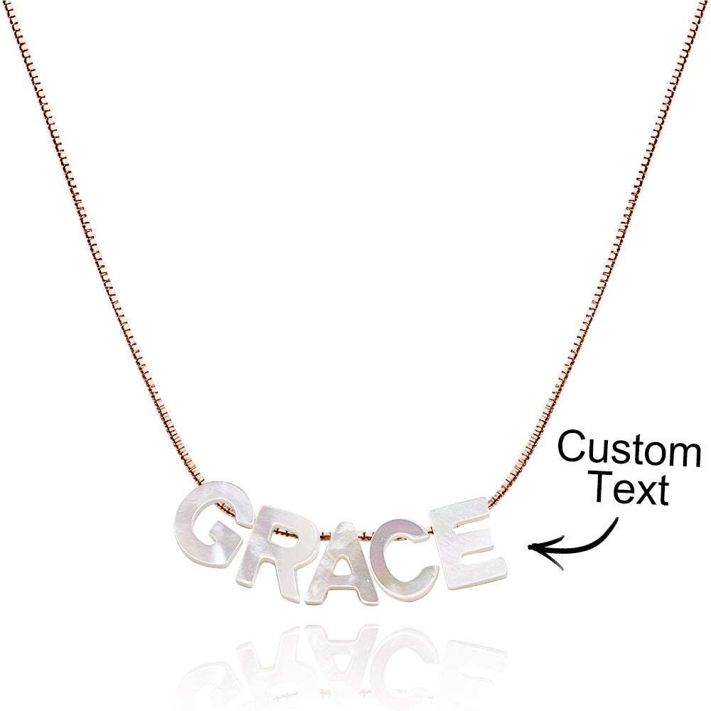 Mother of Pearl Name Necklace Custom Name Silver Necklace