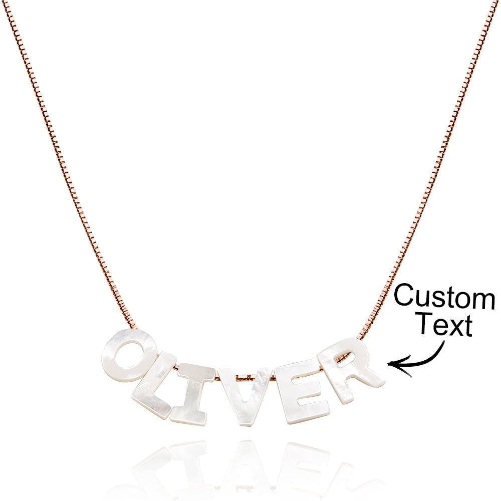 Mother of Pearl Name Necklace Custom Name Silver Necklace