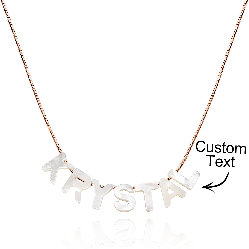 Mother of Pearl Name Necklace Custom Name Silver Necklace