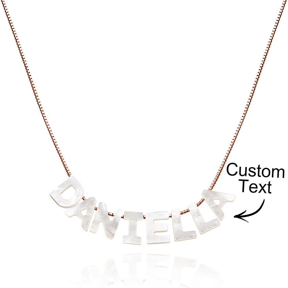 Mother of Pearl Name Necklace Custom Name Silver Necklace