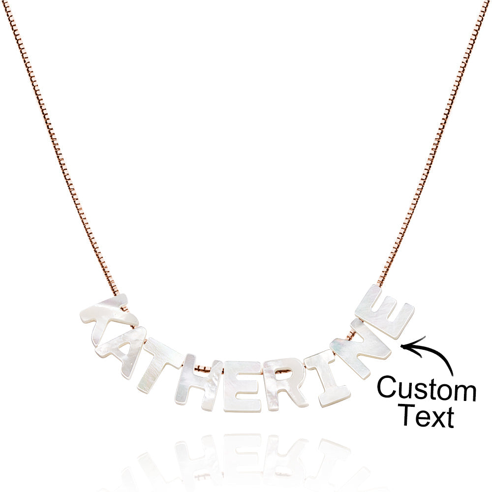 Mother of Pearl Name Necklace Custom Name Silver Necklace