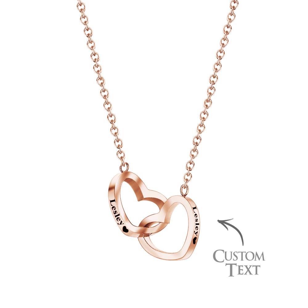 Custom Engraved Necklace Two Hearts Personalized Names Gift for Couples