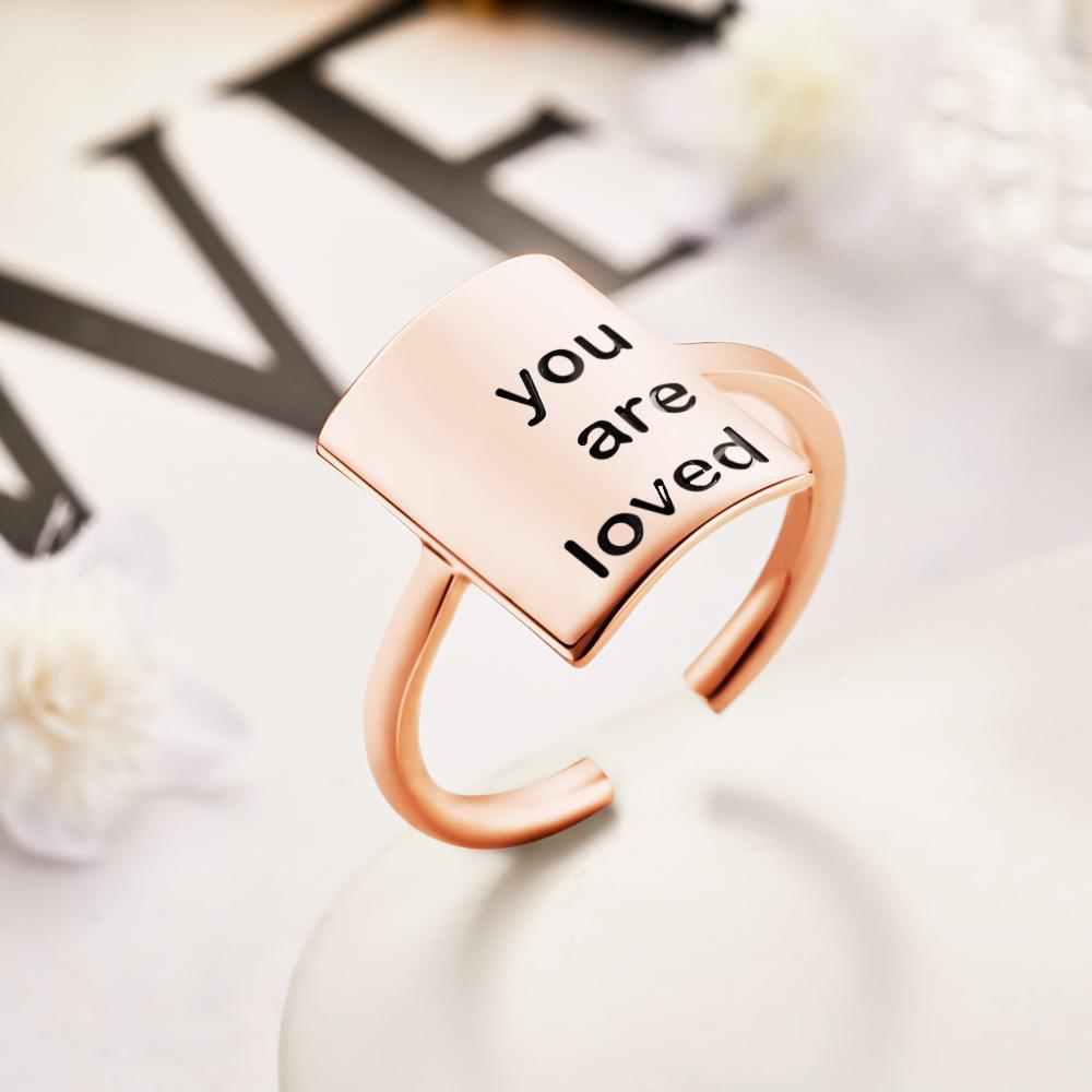 Custom Engraved Rings Square Adjustable Opening Design Gifts
