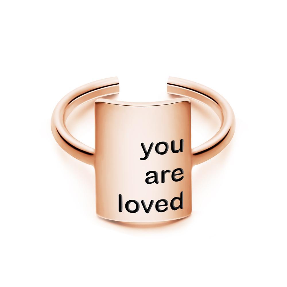 Custom Engraved Rings Square Adjustable Opening Design Gifts