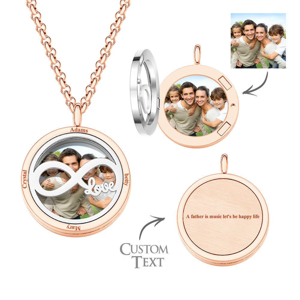 Custom Photo Engraved Locket Necklace Simple Men's Gift