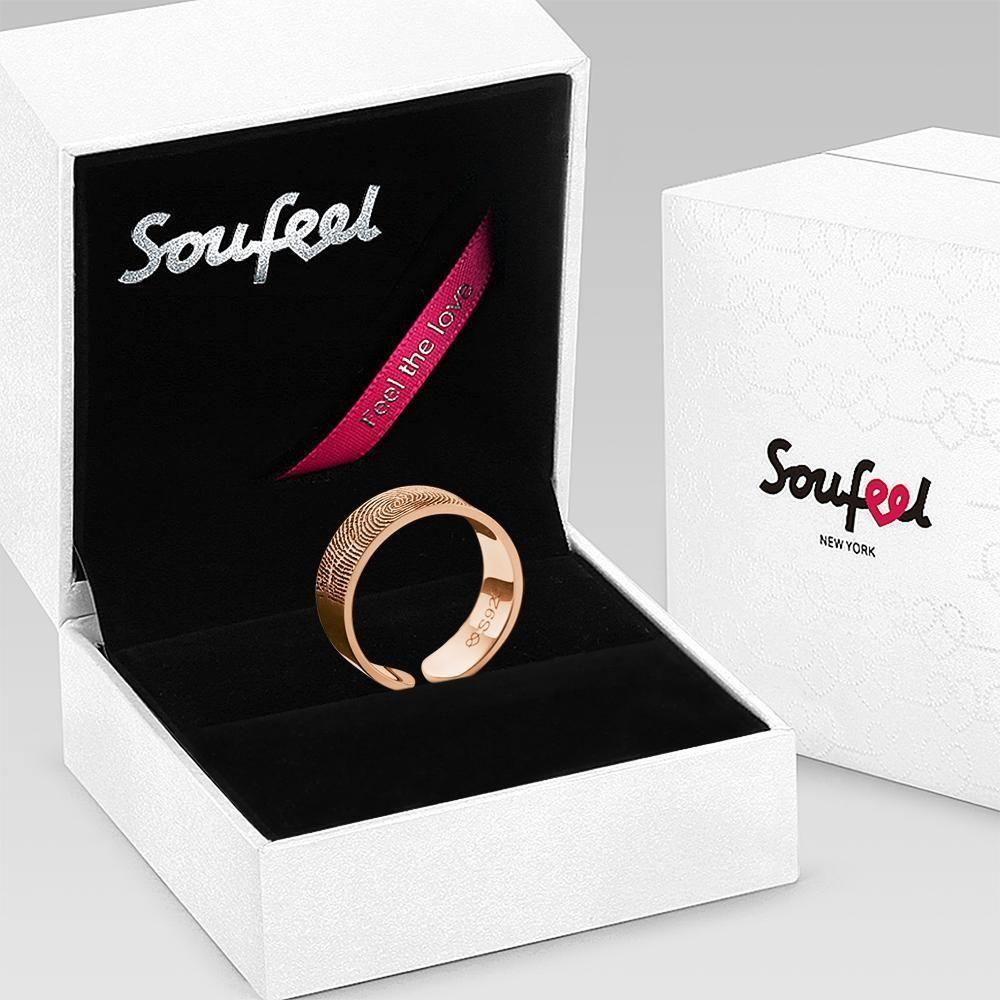 Engraved Ring Fingerprint Ring for Men's Unique Gifts Rose Gold Plated