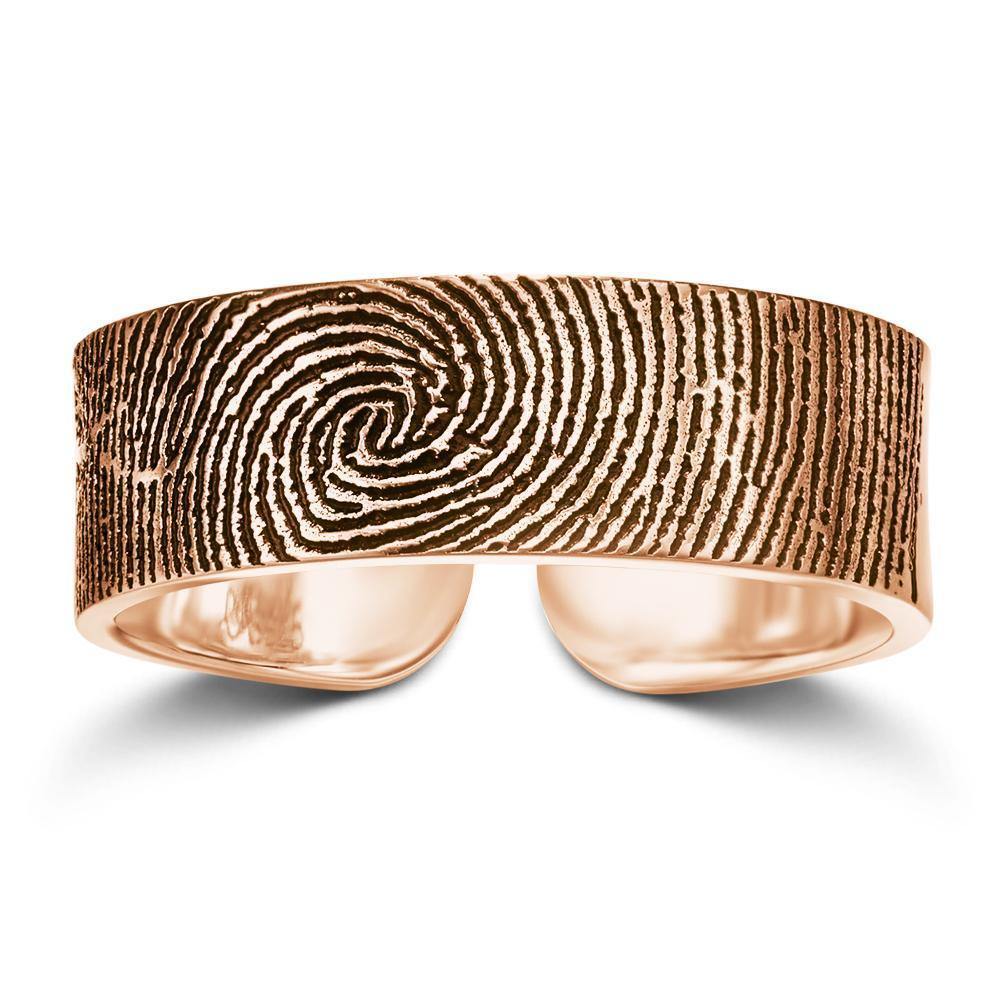Engraved Ring Fingerprint Ring for Men's Unique Gifts 14k Gold Plated