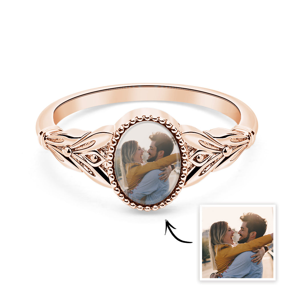 Vintage Photo Ring Custom Photo Jewelry for Couple Personalized Valentine's Day Gifts