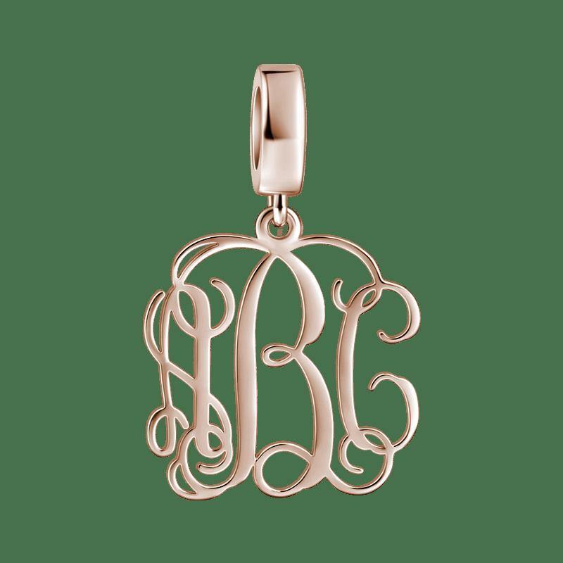 Monogram Pendant Charm Rose Gold Plated Silver