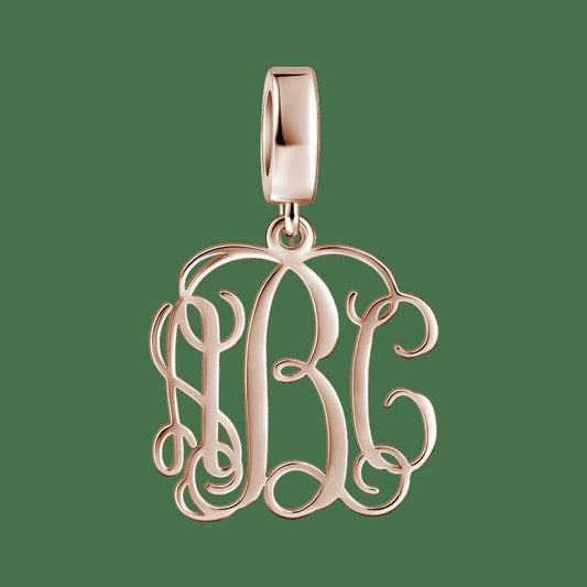Monogram Pendant Charm Rose Gold Plated Silver