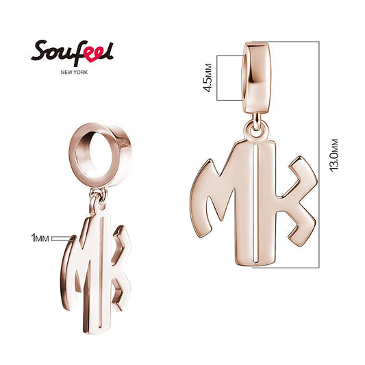 Personalized Two Letter Pendant Charm Rose Gold Plated Silver