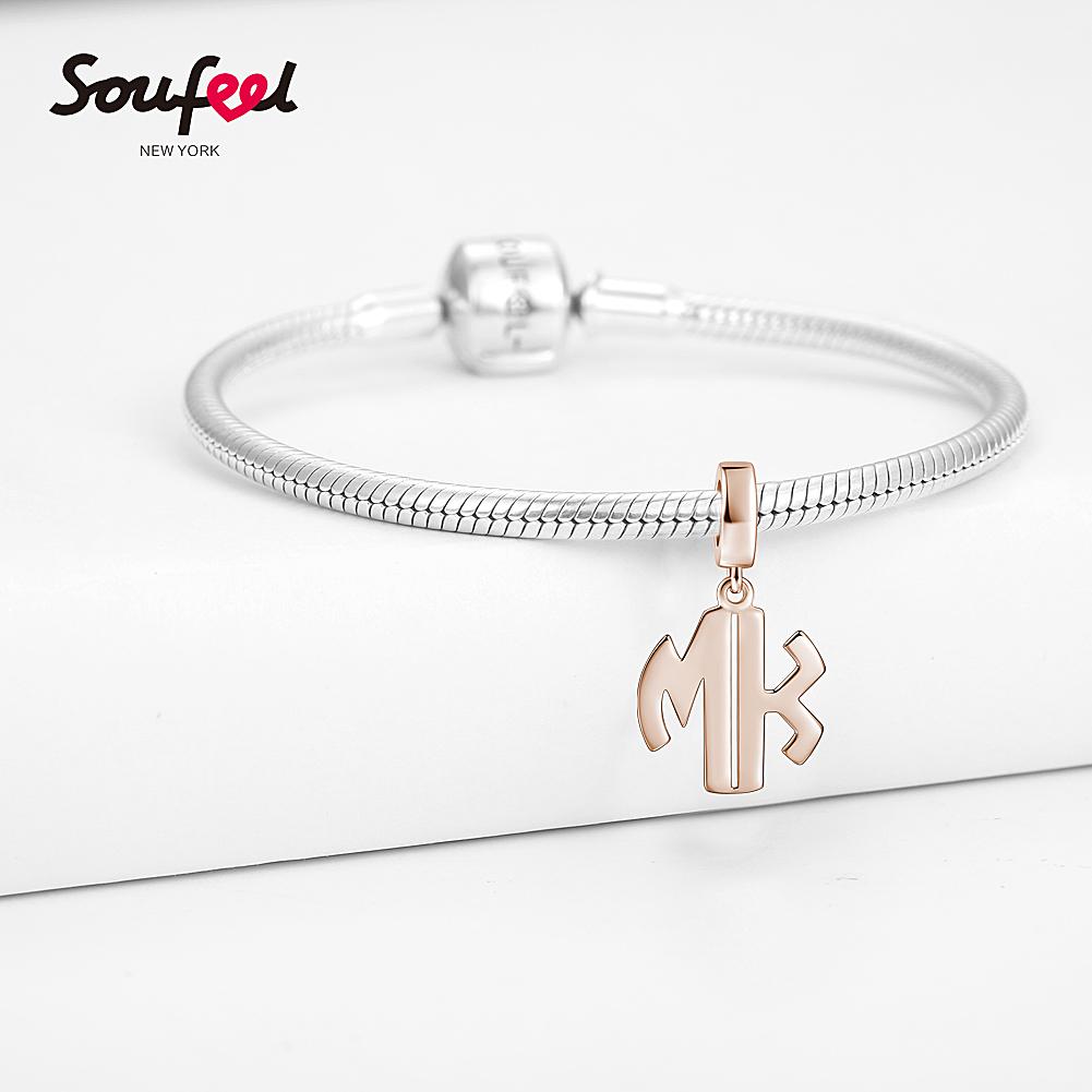 Personalized Two Letter Pendant Charm Rose Gold Plated Silver