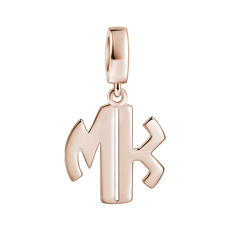 Personalized Two Letter Pendant Charm Rose Gold Plated Silver