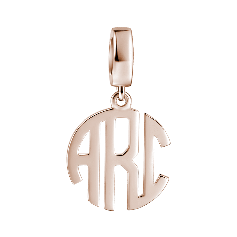 Personalized Block Monogram Pendant Charm Rose Gold Plated Silver