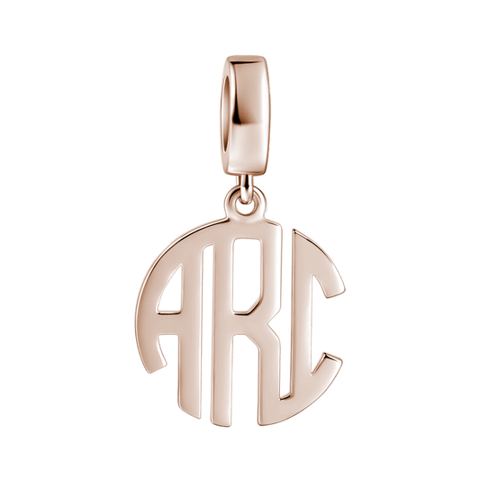 Personalized Block Monogram Pendant Charm Rose Gold Plated Silver