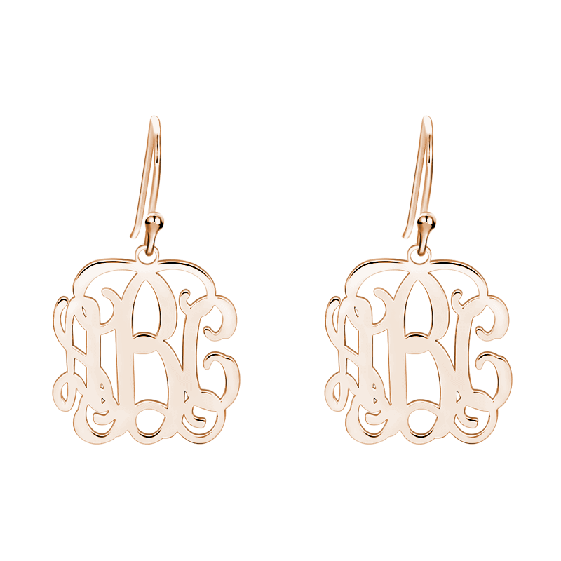 Monogram Earrings Rose Gold Plated Silver