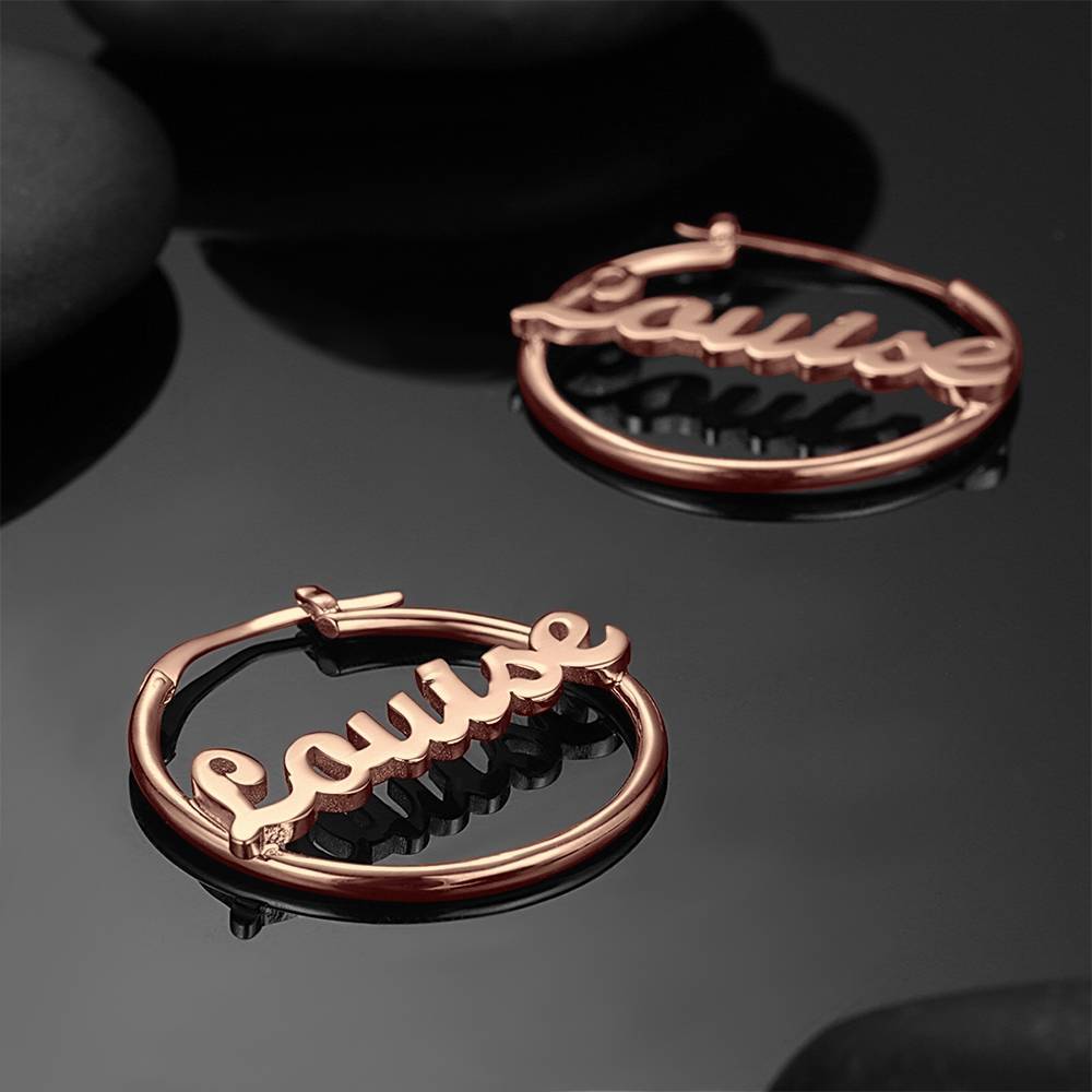 Personalized Name Earrings Rose Gold Plated Silver