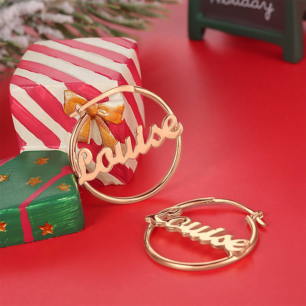 Personalized Name Earrings Rose Gold Plated Silver