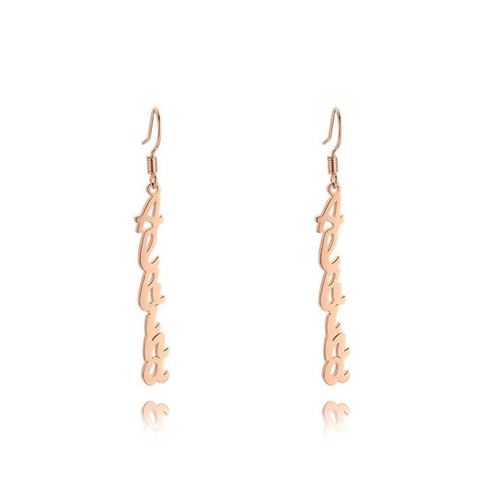 Name Earrings, Drop Earrings Silver Classic Style Unique Gift Platinum Plated