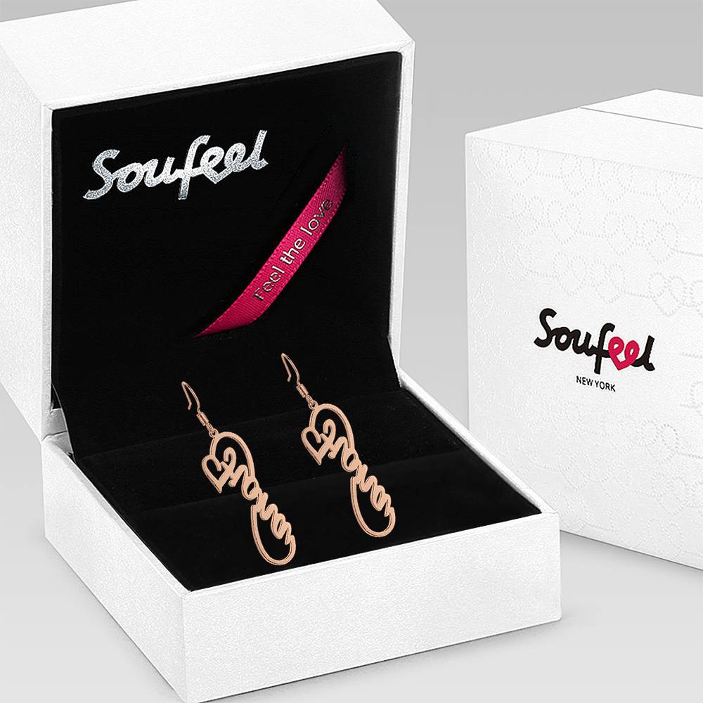 Name Earrings, Drop Earrings Rose Gold Plated Silver - Gift