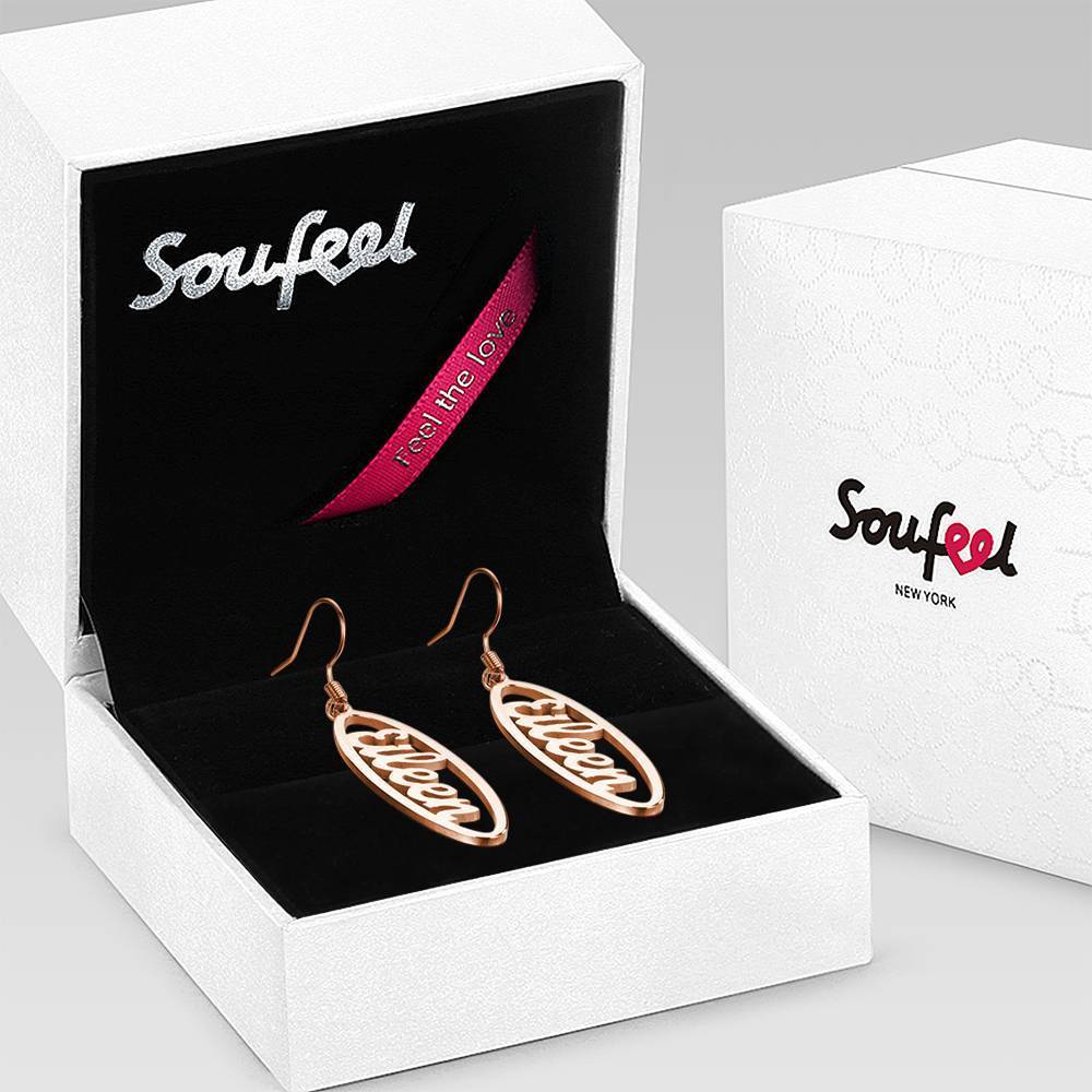 Name Earrings, Drop Earrings Simple Style Rose Gold Plated - Silver