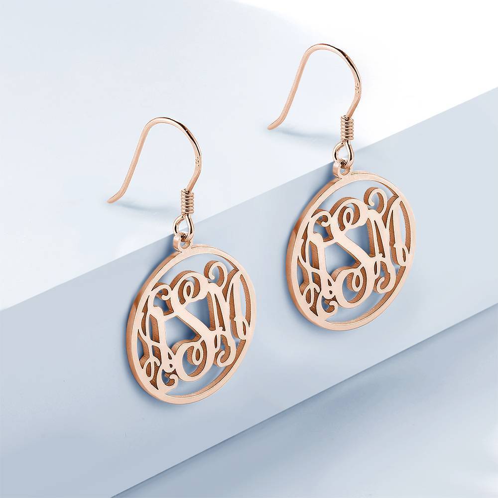 Monogram Earrings, Drop Earrings Elegant Jewellery Rose Gold Plated