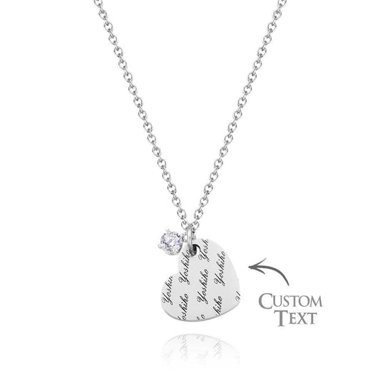 Custom Engraving Heart Necklace with a Birthstone Girl Gift