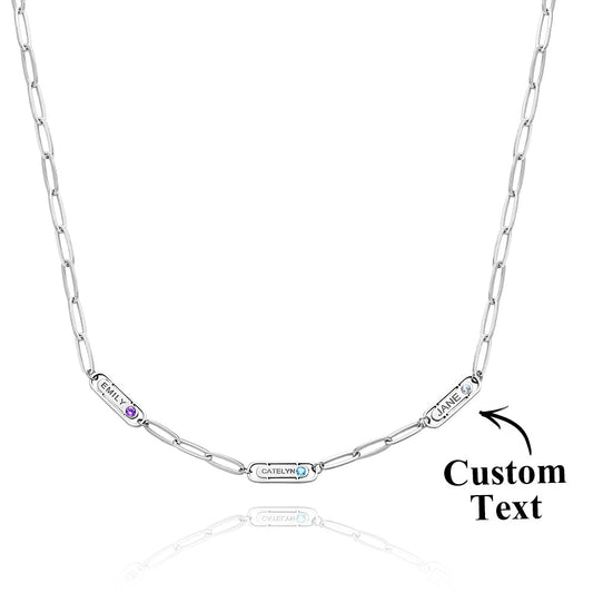 Personalized Name Birthstone Simple Necklace Gift