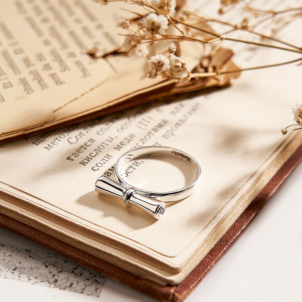 Custom Birthstone Ring Engraved Text Diploma Scroll Graduation Ring For Students