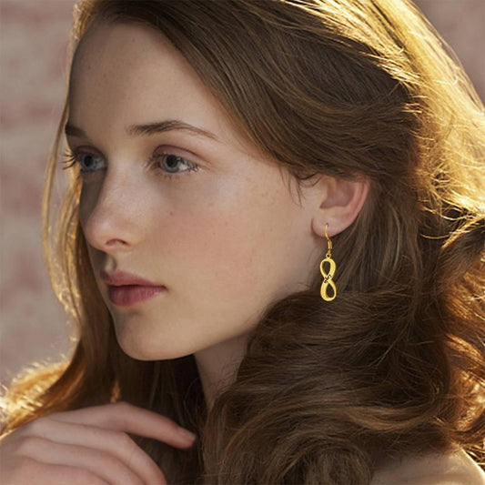 Custom Engraved Earrings with Infinity Earrings 14K Gold Plated