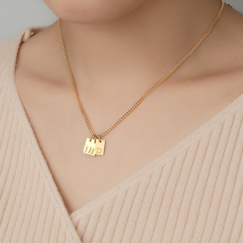 Custom Engraved Necklace Multiple Bar Initial Letter Charm Gifts